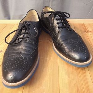 Barney's New York Navy Wingtip Leather Oxfords 12